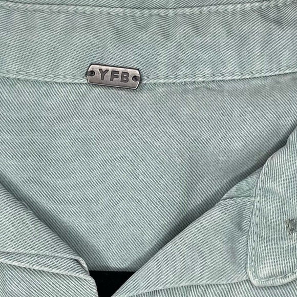 Young Fabulous & Broke Sage Long Sleeve Oversized Button Flowy Tencel Shirt S - Picture 5 of 9